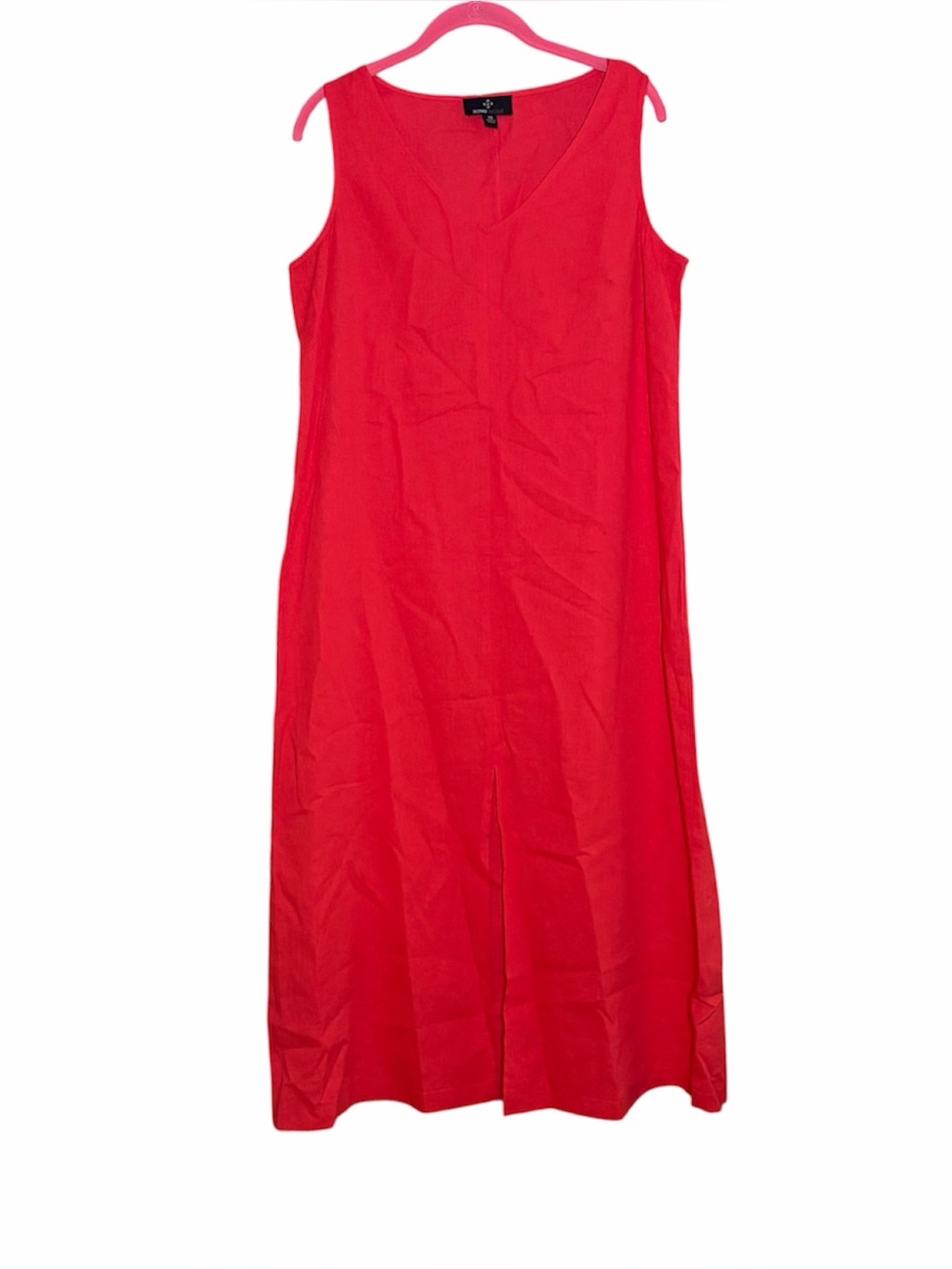 Ronni Nicole Sleeveless Red Linen Blend Midi Dress Womens 10 Lightweight